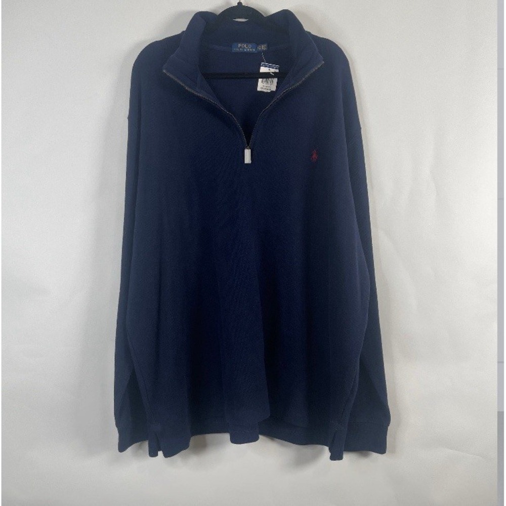 Polo Ralph Lauren Men's Sweater‎ Size 2XLT Navy 1/4 Zip Long Sleeve Cotton NWT